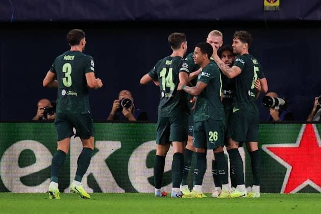CALCIO - UEFA Champions League - Villarreal CF vs Manchester City FC Manchester City players celebrate goal during Villarreal CF vs Manchester City FC, UEFA Champions League football match in Vila-real, Spain, October 21 2025 Vila-real Spain  Copyright: xIPAxSport ABACAx