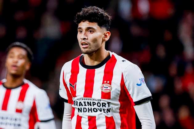 Ricardo Pepi of PSV Eindhoven looks on PSV Eindhoven v SSC Napoli, UEFA Champions League 2025 26 League Phase MD3, PSV Eindhoven v SSC Napoli, PSV Stadion, October 21, 2025, Eindhoven, Netherlands.