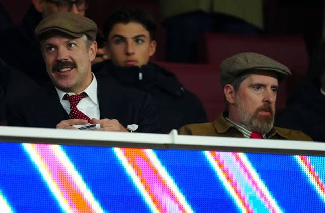 Ted Lasso actors Jason Sudeikis and Brendan Hunt, right Arsenal v Atletico Madrid, UEFA Champions League, Group Stage, Football, Emirates Stadium, London, UK - 21 Oct 2025London Emirates Stadium United Kingdom EDITORIAL USE ONLY No use with unauthorised audio, video, data, fixture lists, club league logos or live services. Online in-match use limited to 120 images, no video emulation. No use in betting, games or single club league player publications. Copyright: xJavierxGarcia Shutterstockx 15552302dt