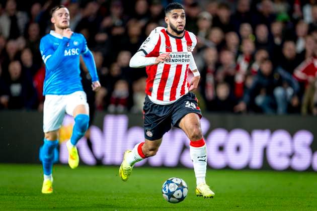 PSV Eindhoven midfielder Ismael Saibari during the match PSV Eindhoven vs SSC Napoli at the Philips stadium for the Champions League - League phase - Matchday 3 season 2025-2026 in EINDHOVEN, Netherlands on 21 oktober 2025, (photo by Marcel van Dorst EYE4images DeFodi Images) PSV Eindhoven midfielder Ismael Saibari during the match PSV Eindhoven vs SSC Napoli at the Philips stadium for the Champions League League phase Matchday 3 season 2025 2026 in EINDHOVEN, Netherlands on 21 oktober 2025, photo by Marcel van Dorst EYE4images DeFodi Images