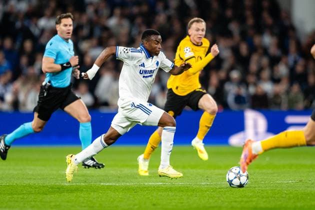 FC Copenhagen v Borussia Dortmund, UEFA Champions League, Copenhagen, Denmark Copenhagen, Denmark. 21st, October 2025. Youssoufa Moukoko (9) of FC Copenhagen seen during the UEFA Champions League match between FC Copenhagen and Borussia Dortmund at Parken in Copenhagen. Denmark, Copenhagen  Copyright: xGonzalesxPhoto TobiasxJorgensenx