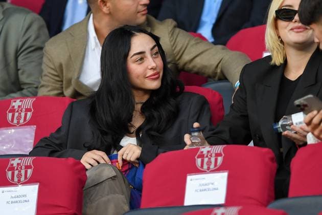 FC Barcelona, Barca v OLIMPIACOS FC OLIMPIC STADIUM LLUIS COMPANYS. MONTJUIC,BARCELONA. October 21,2025 FC BARCELONA vs OLIMPIACOS FC October 21,2025 Nicki Nicole Argentine singer and songwriter (girlfriend of Lamine Yamal) during the soccer match corresponding to the third match of the group stage of the UEFA Champions League between FC Barcelona and Olimpiacos FC at Olimpic Stadium Lluis Companys of MontjuÃ¯c in Barcelona, Spain. Barcelona ESP Copyright: xS.xRosx