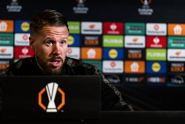 251022 Pontus Jansson during a UEFA Europa League press conference, PK, Pressekonferenz with Malmö FF on October 22, 2025 in Malmö. Photo: Mathilda Schuler BILDBYRAN kod MA MA0879 fotboll football soccer fotball uefa europa league europa league presskonferens press conference malmö ff bbeng Copyright: MATHILDAxSCHULER BB251022MA038