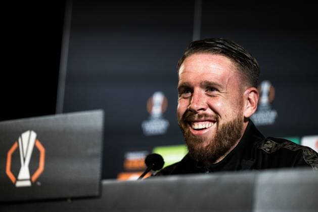 251022 Pontus Jansson during a UEFA Europa League press conference, PK, Pressekonferenz with Malmö FF on October 22, 2025 in Malmö. Photo: Mathilda Schuler BILDBYRAN kod MA MA0879 fotboll football soccer fotball uefa europa league europa league presskonferens press conference malmö ff bbeng Copyright: MATHILDAxSCHULER BB251022MA040