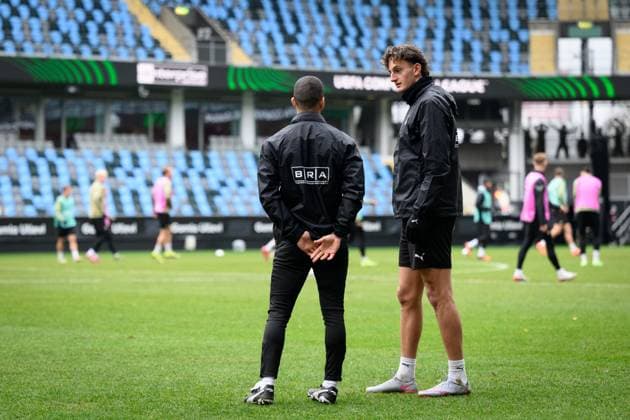 251022 Silas Andersen during a training session with Häcken on October 22, 2025 in Gothenburg. Photo: Carl Sandin BILDBYRAN kod CS CS0799 fotboll football soccer fotball uefa conference league conference league träning practice training häcken bbeng Copyright: CARLxSANDIN BB251022CS025