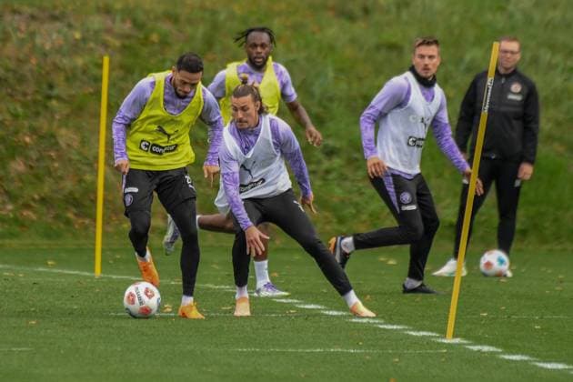Mathias Pereira Lage Jackson Irvine ( Pauli ) Deutschland , Hamburg , Trainingsgelände an der Kollaustrasse , Fussball , 1. Bundesliga , Training des FC St Pauli