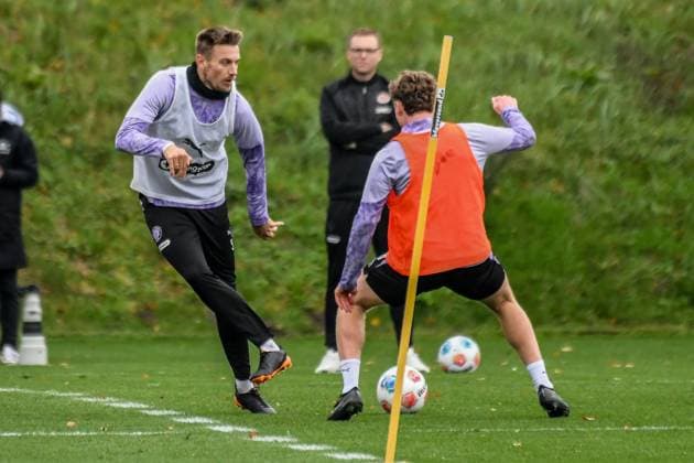 Hauke Wahl Rawley St John ( Pauli ) Deutschland , Hamburg , Trainingsgelände an der Kollaustrasse , Fussball , 1. Bundesliga , Training des FC St Pauli