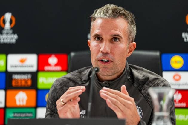 Europa League 2025-2026: press conference, PK, Pressekonferenz of Feyenoord Rotterdam - Coach Robin van Persie of Feyenoord Rotterdam during the press conference of Feyenoord in preparation of the Europa League duel against Panathinaikos F.C. at Stadion Feijenoord De Kuip on 22 October 2025 in Rotterdam, The Netherlands. Copyright: xYannickxVerhoevenx