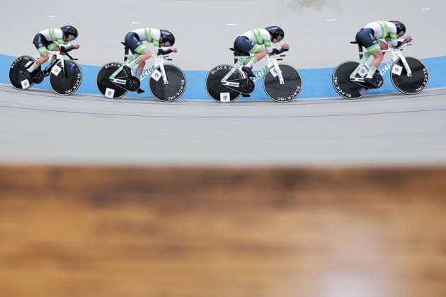 2025 Tissot UCI Track World Championships Picture by Alex Whitehead SWpix.com - 22 10 2025 - Cycling - 2025 Tissot UCI Track World Championships - Velodromo PenalolÃ n, Santiago, Chile - Women s Team Pursuit - Qualifying - Alexandra Grace Manly (Australia), Maeve Plouffe (Australia), Alyssa Polites (Australia), Sophie Edwards (Australia) Copyright: x xSWpix.comx(t axPhotographyxHubxLtd)xAlexxWhitehead SWpix.comx SWP-3030-10356