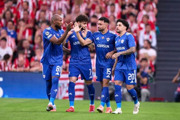 ESP: Athletic Club - Qarabag FK,. UEFA Champions League. Matchday 3. Leandro Andrade of Qarabag FK celebrates after scoring the 0-1 during the UEFA Champions League match, between Athletic Club and Qarabag FK, matchday 3, played at San Mames Stadium on October 22, 2025 in Bilbao, Spain. kpng Copyright: xCesarxOrtizx xPRESSINx PS_241022_ATH_QAR_2526_003