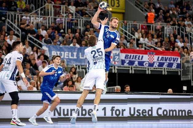 HC Zagreb v OTP Bank Pick Szeged: EHF Champions League Ihar Bialiauski of HC Zagreb in action during the Men s EHF Champions League group B match between HC Zagreb and OTP Bank Pick Szeged at Arena Zagreb on October 22, 2025. in Zagreb, Croatia.  IgorxKralj PIXSELL