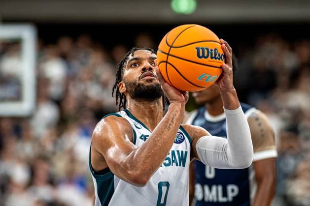 BCL: MLP Academics Heidelberg - Legia Warszawa; 22.10.2025 Jayvon Graves (0; Legia Warszawa) prepares for a free throw Basketball Champions League: MLP Academics Heidelberg – Legia Warszawa, 22.10.2025 at SNP-Dome, Heidelberg. Copyright: xBEAUTIFULxSPORTS Gelhardtx