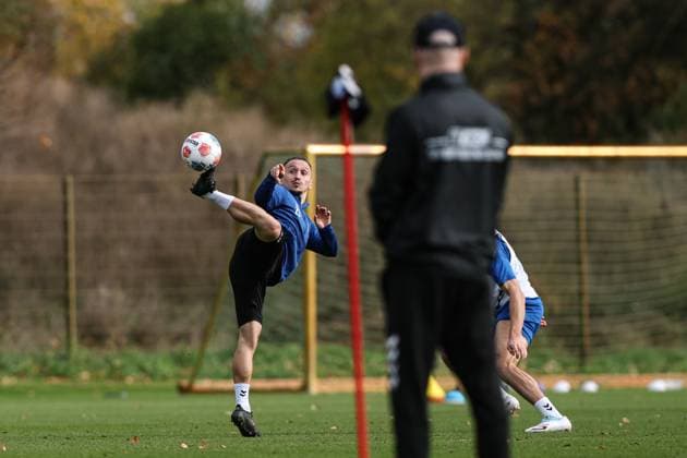 Baris Atik (1. FC Magdeburg,23) - 2. Fußball Bundesliga Saison 2025-2026 Training 1. FC Magdeburg an der Avnet Arena in Magdeburg - Fußball,Mann,Männer,Deutschland,22.10.2025