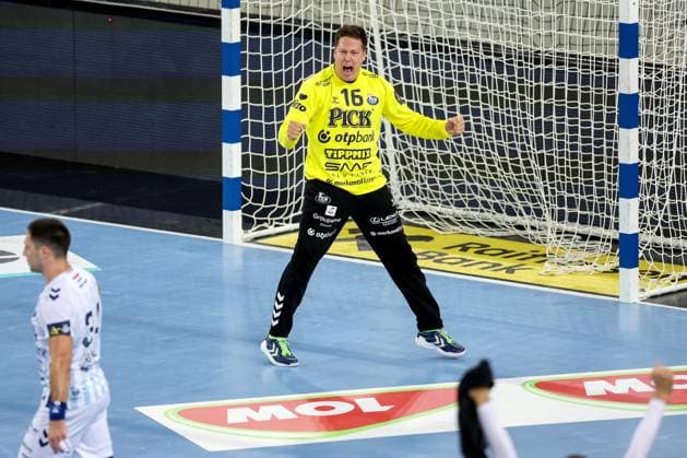 HC Zagreb v OTP Bank Pick Szeged: EHF Champions League Roland Mikler of Pick Szeged celebrate during the Men s EHF Champions League group B match between HC Zagreb and OTP Bank Pick Szeged at Arena Zagreb on October 22, 2025. in Zagreb, Croatia.  IgorxKralj PIXSELL