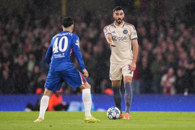 LONDON , 22-10-2025 , Stamford Bridge , season 2025 2026 , UEFA Champions League football , League phase Matchday 3 , match between Chelsea and Ajax , picture shows Ajax player Josip Sutalo Chelsea - Ajax  x31643271x Copyright:
