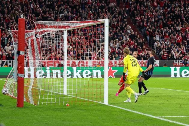 Das 2:0 durch Harry Kane 9 (FC Bayern Muenchen), FC Bayern Muenchen vs. Club Brugge, Fussball, Maenner, UEFA Champions League, Saison 2025 2026, Allianz Arena, 3. Spieltag, 22.10.2025 Muenchen Bayern Deutschland