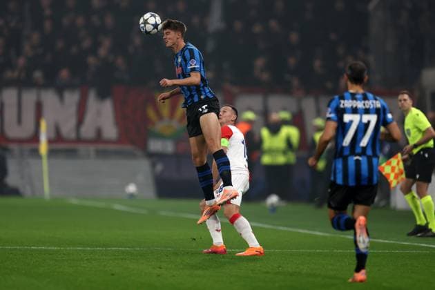 Charles De Ketelaere (Atalanta Bc) controls the ball, UEFA Champions League 2025 26 League Phase MD3, Atalanta BC v SK Slavia Praha, Gewiss Stadium, October 22, 2025, Bergamo, Italy.