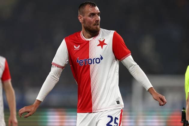 Tomas Chory (SK Slavia Praha) looks on, UEFA Champions League 2025 26 League Phase MD3, Atalanta BC v SK Slavia Praha, Gewiss Stadium, October 22, 2025, Bergamo, Italy.
