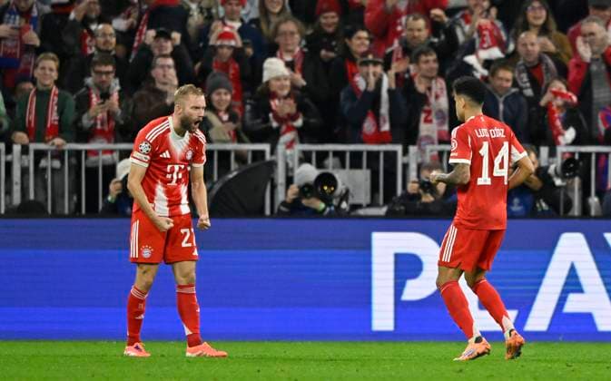 TOR zum 3:0 Luis Diaz FC Bayern Muenchen FCB (14) Torjubel Konrad Laimer FC Bayern Muenchen FCB (27) FC Bayern Muenchen FCB vs Club Brugge FC Bruegge Spieltag 03 22.10.2025 DFL REGULATIONS PROHIBIT ANY USE OF PHOTOGRAPHS AS IMAGE SEQUENCES AND OR QUASI-VIDEO FC Bayern Muenchen FCB vs Club Brugge FC Bruegge
