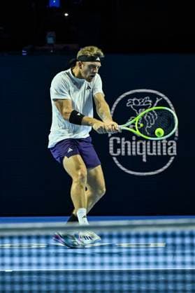 22nd October 2025; St. Jakobshalle, Basel, Switzerland; 2025 ATP, Tennis Herren Swiss Indoor Tennis Day 4; Alejandro Davidovich Fokina (ESP) in action during the match against Jenson Brooksby (USA) in the second round  DavidxEmm