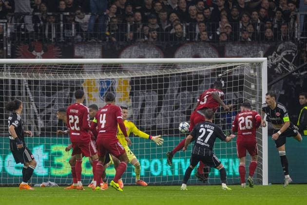 Football - UEFA Champions League - League Phase - Eintracht Frankfurt v Liverpool FC FRANKFURT, GERMANY - Wednesday, October 22, 2025: Liverpool s Ibrahima KonatÃ scores the third goal during the UEFA Champions League match between Eintracht Frankfurt and Liverpool FC at the Waldstadion. (Photo by David Rawcliffe Propaganda) FRANKFURT Waldstadion HESSE GERMANY  Copyright: xDavidxRawcliffex P2025-10-22-Frankfurt_Liverpool-52