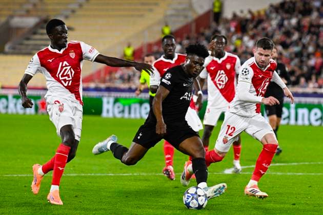 FOOTBALL : AS Monaco VS Tottenham Hotspur FC - UEFA Champions League - 22 10 2025 Mohammed Kudus (TOT) - Champions League match between AS Monaco and Tottenham Hotspur FC on October 22, 2025 at the Louis II Stadium in Monaco. MonacoMonaco  Copyright: xWilliamxCannarellax