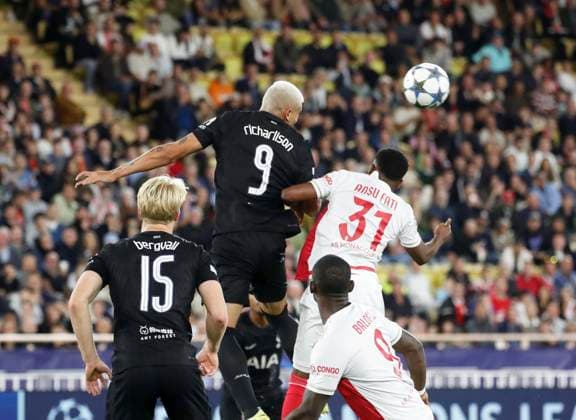 Monaco Tottenham Ligue des champions de Football PHOTOPQR NICE MATIN Dylan Meiffret ; Monaco ; 22 10 2025 ; Match de 3e journee de ligue des champions de football, l AS Monaco rencontre Tottenham a domicile au stade Louis II. football match between AS Monaco and Tottenham Hotspur FC in Monaco on October 22, 2025.