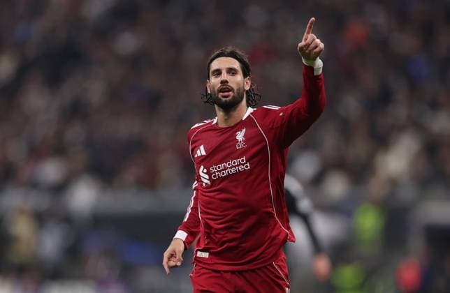 22.10.2025, Fussball UEFA Champions League, Eintracht Frankfurt - Liverpool FC, emonline, emspor, v.l., Torjubel zum 1:5 durch Dominik Szoboszlai (Liverpool FC), Goal celebration, celebrate the goal DFL DFB REGULATIONS PROHIBIT ANY USE OF PHOTOGRAPHS AS IMAGE SEQUENCES AND OR QUASI-VIDEO. xdcx Copyright: HMBxMedia Claus