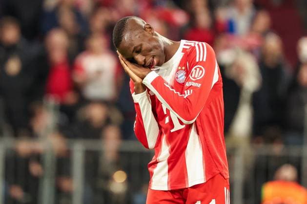 Jubel von Nicolas Jackson 11 (FC Bayern Muenchen) nach seinem Tor zum 4:0, FC Bayern Muenchen vs. Club Brugge, Fussball, Maenner, UEFA Champions League, Saison 2025 2026, Allianz Arena, 3. Spieltag, 22.10.2025 Muenchen Bayern Deutschland