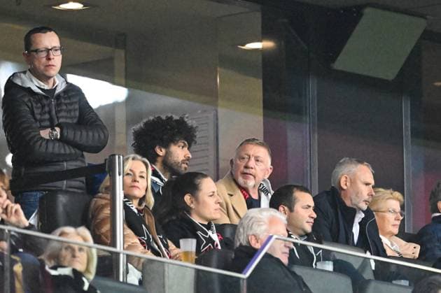 Boris Becker und Noah Becker auf der Tribüne, GER, Eintracht Frankfurt vs FC Liverpool, Fussball, UEFA Champions League, Ligaphase, 3. Spieltag, Spielzeit 2025 2026, 22.10.2025. GER, Eintracht Frankfurt vs FC Liverpool, Fussball, UEFA Champions League, Ligaphase, 3. Spieltag, Spielzeit 2025 2026, 22.10.2025. Frankfurt am Main Copyright: xEibner-Pressefoto FlorianxWiegandx EP_FWD