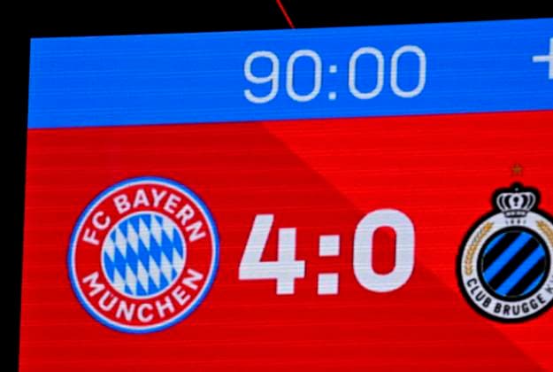 22.10.2025, Fussball UEFA Championsleague 2025 2026: Vorrunde 3.Spieltag, FC Bayern München - Club Brügge, in der Allianz-Arena München. 4:0 der Endstand