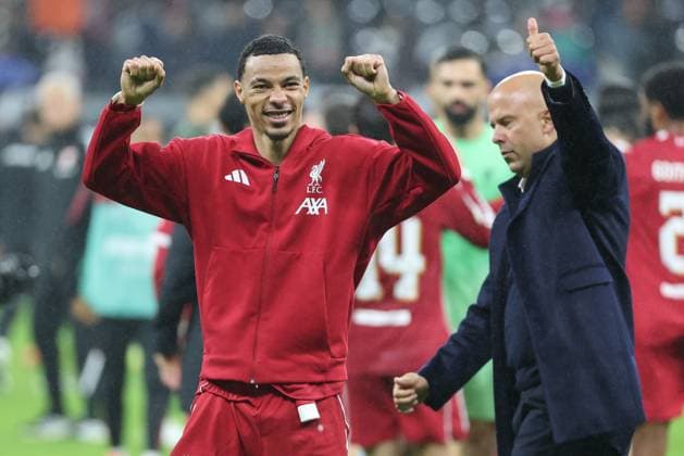 UEFA Champions League - Eintracht Frankfurt - Liverpool FC am 22.10.2025 im Deutsche Bank Park in Frankfurt Hugo Ekitike (Liverpool 22) jubelt und freut sich über den Sieg