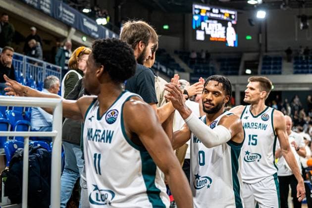 Jubel nach dem Sieg von Jayvon Graves (0; Legia Warszawa) und Ojars Silins (15; Legia Warszawa), klatschen sich ab nach dem Spiel Basketball Champions League: MLP Academics Heidelberg – Legia Warszawa, 22.10.2025 at SNP-Dome, Heidelberg. Basketball Champions League: MLP Academics Heidelberg – Legia Warszawa, 22.10.2025 at SNP-Dome, Heidelberg. Baden-Württemberg Deutschland Copyright: xBEAUTIFULxSPORTS Gelhardtx
