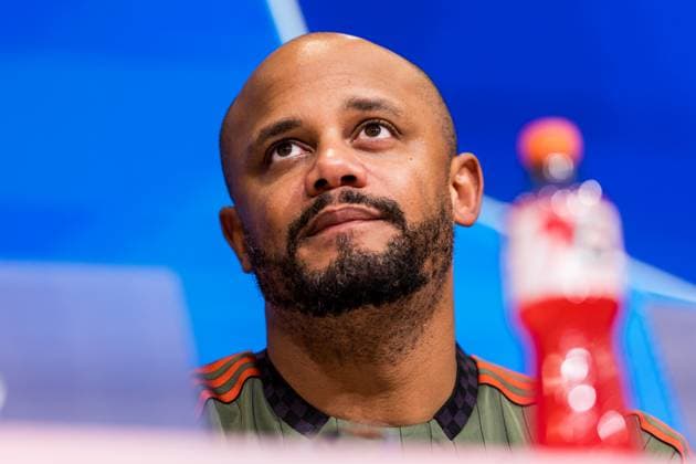 UEFA Champions League: FC Bayern Munich vs. Club Brugge KV, 22.10.2025 MUNICH, GERMANY - OCTOBER 22: Vincent Kompany (Head Coach FC Bayern Munich) during postgame press conference, PK, Pressekonferenz of the UEFA Champions League match between FC Bayern Munich vs. Club Brugge KV at Allianz Arena on matchday 3 of the UEFA Champions League Season 2025 26 on October 22, 2025 in Munich, Germany. Copyright: xBEAUTIFULxSPORTS Wunderlx
