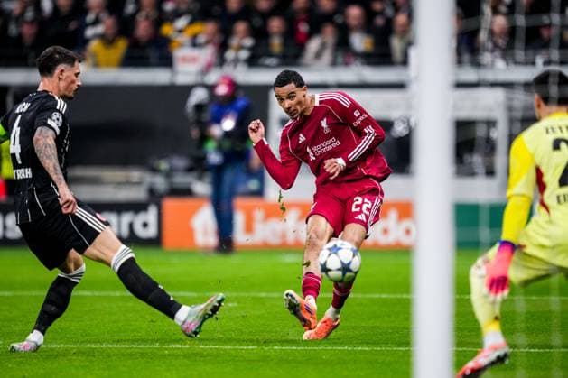 FRANKFURT AM MAIN, GERMANY - OCTOBER 22 Hugo Ekitike of Liverpool shoots at goal during the UEFA Champions League 2025 26 League Phase MD3 match between Eintracht Frankfurt and Liverpool FC at Frankfurt Stadion on October 22, 2025 in Frankfurt am Main, Germany. (Photo by Rene Nijhuis) SPO  Copyright: xRenexNijhuis
