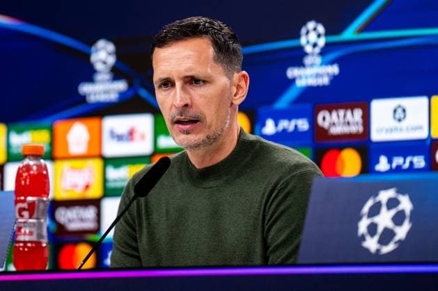 FRANKFURT AM MAIN, GERMANY - OCTOBER 22 Eintracht Frankfurt head coach Dino Toppmoller attends a press conference, PK, Pressekonferenz after the UEFA Champions League 2025 26 League Phase MD3 match between Eintracht Frankfurt and Liverpool FC at Frankfurt Stadion on October 22, 2025 in Frankfurt am Main, Germany. (Photo by Rene Nijhuis) SPO  Copyright: xRenexNijhuis