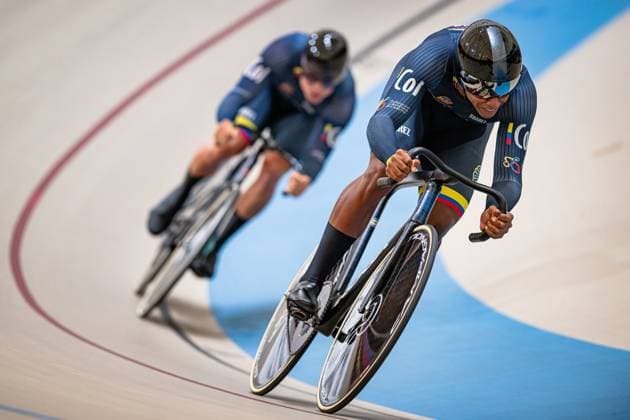 MURILLO MINOTA Ruben Dario, QUINTERO CHAVARRO Kevin Santiago, RAMIREZ MORALES Santiago: UCI Track cycling, Rad, Radsport, Bahnrad, Bahn World Championships 2025 MURILLO MINOTA Ruben Dario - QUINTERO CHAVARRO Kevin Santiago - RAMIREZ MORALES Santiago ( COL ) Columbia Querformat - quer - horizontal - Landscape - Event Veranstaltung: UCI Track Cycling World Championships 2025 - Category Kategorie: Cycling - Track Cycling World Championships - Elite men - Location Ort: South America Chile - Santiago de Chile - Velodromo Parque Penalolen Instituto - Discipline: Team Sprint - Distance: ... m - Date Datum: 22.10.2025 Wednesday Day 1 -