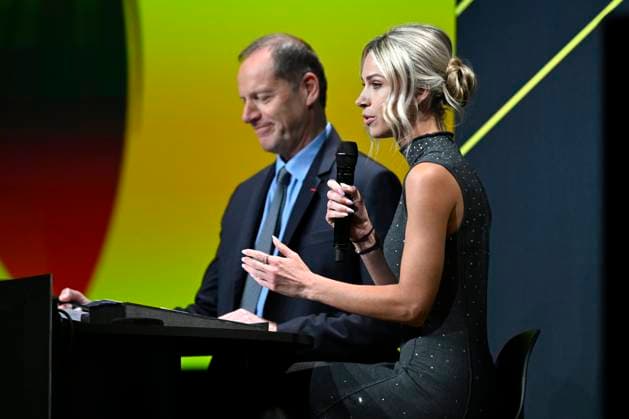 Presentation Tour de France 2026 PARIS, FRANCE - OCTOBER 23 : Prudhomme Christian (FRA) director of ASO and Rousse Marion (FRA) director of Tour de France Femmes picured during the presentation of the 2026 Tour de France for Men and Women at Palais des Congres de Paris on October 23, 2025 in Paris, France, 23 10 2025 Paris France  Copyright: xJanxDexMeuleneirx