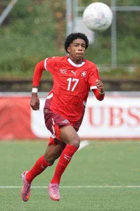 U16 Schweiz - Montenegro Lionel Ikenna Ikezu (Schweiz) U16 Schweiz - Montenegro 23.10.2025 Stadion Bruehl in Muri AG, SCHWEIZ, Saison 2025 2026 Herren Fussball Testspiel U16 Nationalmannschaft Schweiz - Montenegro Lionel Ikenna Ikezu (Schweiz)