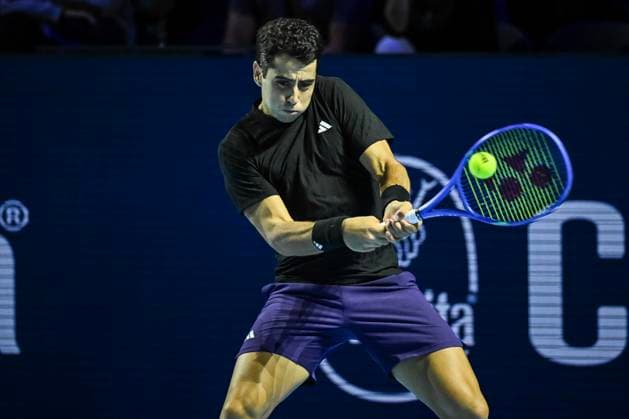 23rd October 2025; St. Jakobshalle, Basel, Switzerland; 2025 ATP, Tennis Herren Swiss Indoor Tennis Day 5; Jaume Munar (ESP) in action during the match against Ben Shelton (USA) in the second round  DavidxEmm