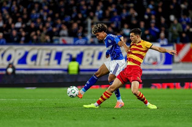 23.10.2025 STRASBOURG (FRANCE) PILKA NOZNA (FOOTBALL) UEFA CONFERENCE LEAGUE SEASON 2025 2026 - 2. KOLEJKA (GAME) RACING CLUB DE STRASBOURG ALSACE - JAGIELLONIA BIALYSTOK NZ FELIX LEMARECHAL DUSAN STOJINOVIC FOTO KAMIL SWIRYDOWICZ CYFRASPORT NEWSPIX.PL --- newspix.pl 