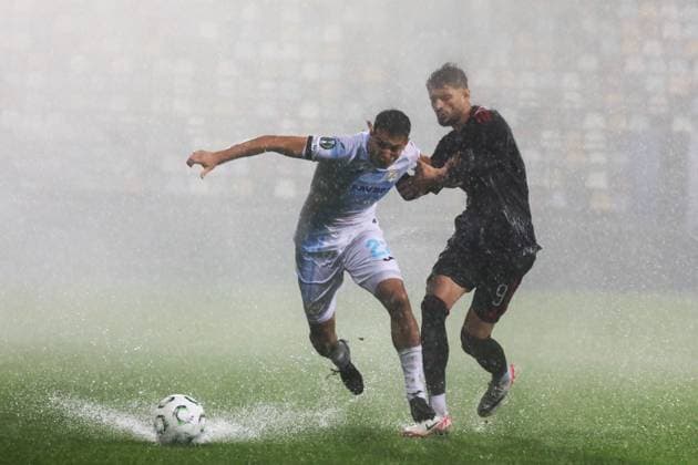 HNK Rijeka v AC Sparta Praha: UEFA Conference League Ante Orec of HNK Rijeka and Albion Rrahmani of Sparta Praha competes for the ball during the UEFA Conference League group phase matchday 2 between HNK Rijeka and AC Sparta Praha at HNK Rijeka Stadium on October 23, 2025. in Rijeka, Croatia.  GoranxKovacic PIXSELL