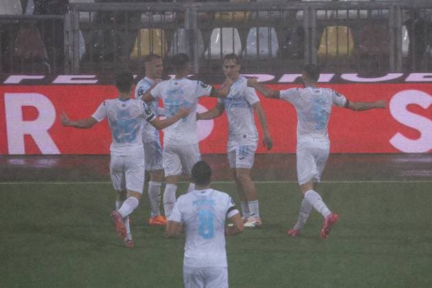 HNK Rijeka v AC Sparta Praha: UEFA Conference League Players of HNK Rijeka celebrates after Toni Fruk of HNK Rijeka scores a goal for 1:0 which was later ruled off for offside following a VAR check during the UEFA Conference League group phase matchday 2 between HNK Rijeka and AC Sparta Praha at HNK Rijeka Stadium on October 23, 2025. in Rijeka, Croatia.  NelxPavletic PIXSELL