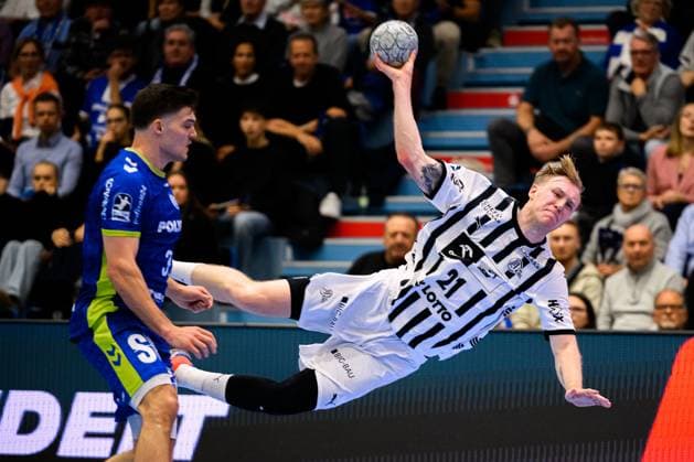 Gummersbach: HBL- 25 26 - VfL Gummersbach - THW Kiel Eric Johansson (THW Kiel) Gummersbach Schwalbe Arena Deutschland