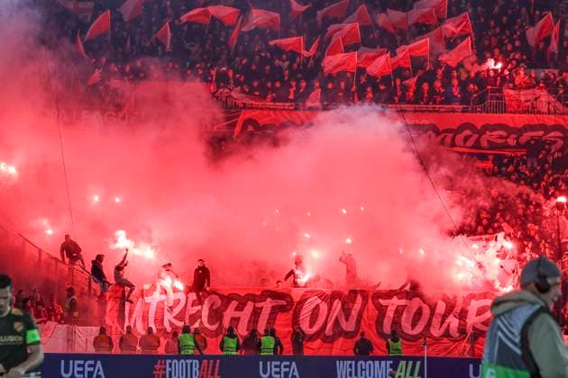 Fans FC Utrecht , Deutschland, UEFA Europa League, 3. Spieltag, 2025 2026, SC Freiburg vs. FC Utrecht, 23.10.2025, Stadion am Wolfswinkel, Freiburg, Deutschland Freiburg Stadion am Wolfswinkel Baden-Württemberg Deutschland Copyright: xGrantxHubbsx