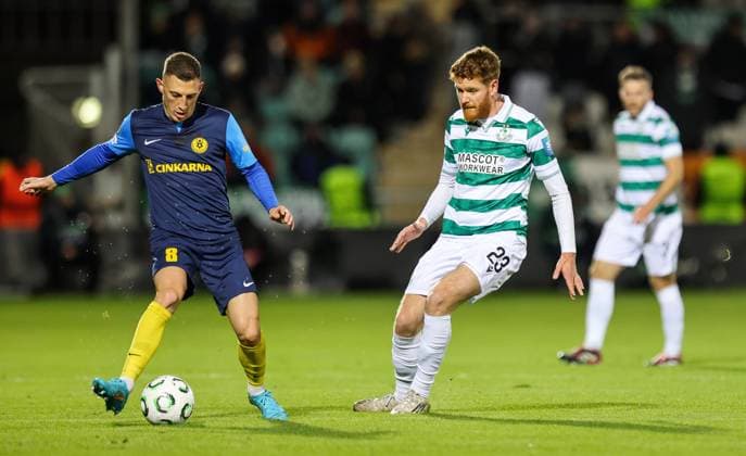 UEFA Europa Conference League Group Phase, Tallaght Stadium, Dublin 23 10 2025 Shamrock Rovers vs NK Celje Rovers Connor Malley with Mario KvesiÄ‡ of NK Celje Connor Malley with Mario KvesiÄ‡ 23 10 2025  Copyright: x INPHO RyanxByrnex RB1_3738