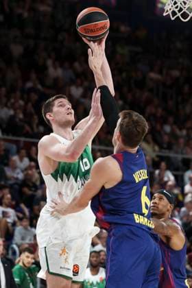 October 23, 2025, Barcelona, Barcelona, Spain: Azuolas Tubelis of Zalgiris Kaunas and Jan Vesely of FC Barcelona, Barca in action during the Turkish Airlines Euroleague 2025 26 League Phase MD6 match played between FC Barcelona and Zalgiris Kaunas at Palau Blaugrana on October 23, 2025 in Barcelona, Spain. Barcelona Spain - ZUMAa181 20251023_zaa_a181_096 Copyright: xJavierxBorregox