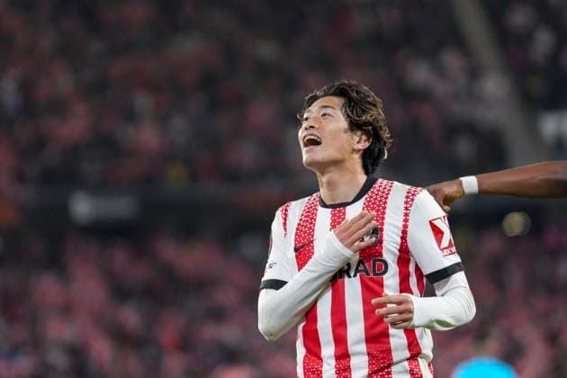 Yuito Suzuki (SC Freiburg, 14) Torjubel, Emotionen, Torschuss, Abschluss, Torerfolg, Tor, Treffer , Deutschland, Fussball, UEFA Europa League, 3.Spieltag, Ligaphase, 2025 2026, SC Freiburg vs. FC Utrecht, 23.10.2025, Europa-Park Stadion, Freiburg, Deutschland Freiburg Europa-Park Stadion Baden-Württemberg Deutschland Copyright: xArnexAmbergx
