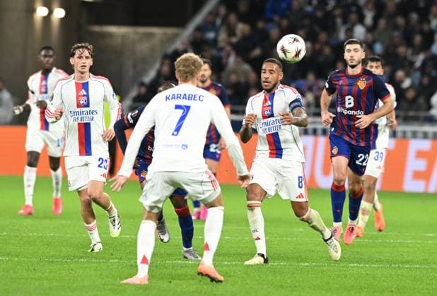 Football : Olympique Lyon v FC Bale -UEFA Europa ligue Corentin TOLISSO of Lyon during the UEFA Europa League match between Lyon and FC Bale at Groupama Stadium Decines Charpieu Lyon on October 23, 2025 , France  Copyright: xALLILI_MOURADx