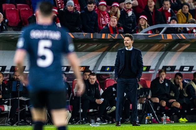 251023 Head coach Danny Röhl of Rangers during the UEFA Europa League football match between Brann and Rangers on October 23, 2025 in Bergen. Photo: Marius Simensen BILDBYRAN COP 238 MM0046 bbeng brann football fotball fotboll rangers soccer uefa europa league Copyright: MARIUSxSIMENSEN BB251023ZA044